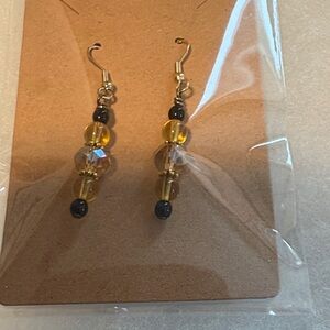 Chic Gold and Black Beaded Earrings